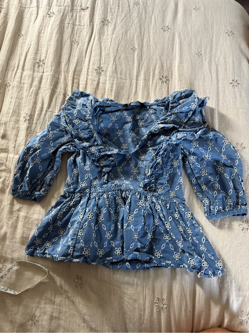 zara eyelet embroidered top